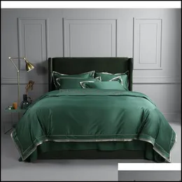 Supplies Textiles Home Gardenpremium Brief Solid Duvet Er Set 1000Tc Ägyptische Baumwolle Tra seidig weiche Bettwäsche Bettlaken Kissenbezüge Queen Ki