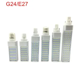 7W 9W 11W 13W 15W LED-lampor Lyser E27 G24 Horisontell Plug Corn Light AC 85-265V