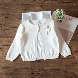 Spring White Girls Capispalla 100% Cotone Cardigan Maglione Kid Girls Jacket Abbigliamento per bambini per 1 2 3 4 5 anni 185061 211106
