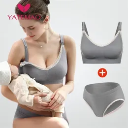 YATEMAO Feeding Bra Sets Maternity Nursing Pregnancy BreastFeeding Soutien Gorge Allaitement Women Underwear 210918