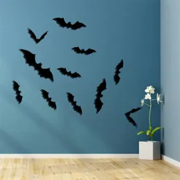 2023 Classic Fashion Halloween Party Supplies Decorations Diy Supplies 3D Decorative Scary Bats Wall Decal Sticker Decor Home Window Decoration Set 12st