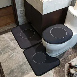 Coprisedili per WC stampati alla moda Tappetini per WC a forma di U Set da 3 pezzi Comodo zerbino antiscivolo per la casa Carpet304n