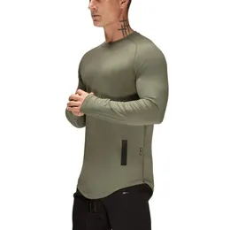Långärmad Snabbtork Sport Top Solid Crossfit T Shirt Gym Fitness Running Shirts Workout Jersey Män