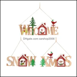 Dekoracje świąteczne świąteczne dostawy domu ogrodowe drzwi powitalny deska xmas noel drewniany wisiorek ornament ściana wiszący znak jk2008kd d