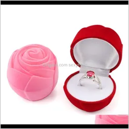 Påsar, väskor Smycken1 Styck / Röd Rose Flower Veet Wedding Ring Box Necklace Display Presentbehållare Väska för smycken Förpackning Drop Delive