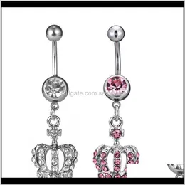 Campana Anelli Drop Delivery 2021 D0698-Retail (2 colori) Corona trasparente ombelico piercing gioielli 1Dot6 * 11 * 5/8 anello pancia gioielli per il corpo Zqpg