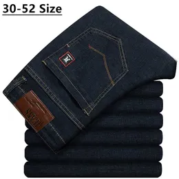 Plus Size 42 44 48 50 52 Men's Classic Black Jeans Business Casual Straight Loose Denim Stretch Male Brand Trousers 211108