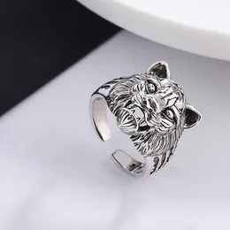 Kvinnor Män Vintage Tiger Open Ring Hip Hop Style Animal Finger Ringar för Presentfest Mode Smycken Tillbehör