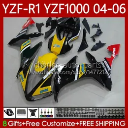 Karosserie-Kit für Yamaha YZF R 1 1000 CC YZF1000 YZF-R1 Schwarzgelb 2004 2005 2006 OEM-Karosserie 89No.116 YZF R1 1000CC 2004-2006 YZF-1000 YZFR1 04 05 06 Motorradverkleidung