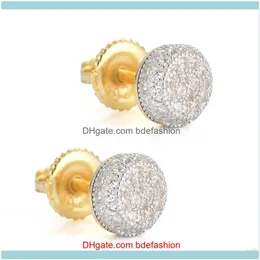 Stud Jewelryanti-Allergic Sier Yellow Gold Plated Blingbling Cz Roubd Studs Earrings Jewelry Gift For Men Women Drop Delivery 2021 P49Ni