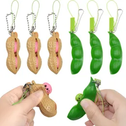 Infinite Squeeze Edamame Bean Pea Expression Chain Key Pendant Ornament Stress Relieve Decompression Toys antistress