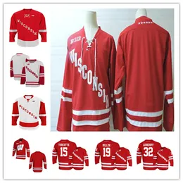 Custom Wisconsin Badgers College Hockeynhljersey Cole Caufield Brock Dylan Holloway Mike Eaves Ryan McDonagh Corson Ceulemans Tarek Baker Roman Ahcan Ja