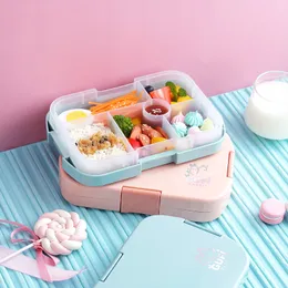 Taşınabilir Öğle Yemeği Kutusu Çocuklar için Okul Mikrodalga Plastik Bentobox ile Bölmeler Salata Meyve Gıda Konteyner Kutusu Sağlıklı Malzeme WLL1107