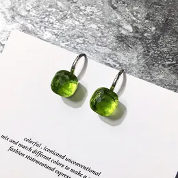 2021 Charm Silver Örhängen Dangle Drop Hypoallergenic Gulliga Earingar Lyx Fashion Smycken Pläterad Koppar Faceted Sugar Crystal Örhängen Kvinnor Smycken