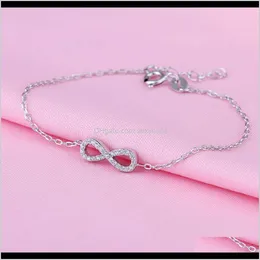 Link, Chain Bracelets Jewelry Drop Delivery 2021 Link S925 Sterling Sier Bracelet Micro Inlaid With Diamond Lucky Number 8 Words Hand Ornamen
