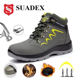 Suadex Zimowe Buty Bezpieczeństwa Męskie Steel Toe Instructible Buty Ciepłe Turystyki Wodoodporne Wodoodporne 211217