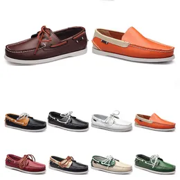 156 Mens casual shoes leather British style black white brown green yellow red fashion outdoor comfortable breathable