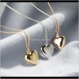 Necklaces & Pendants Jewelry Drop Delivery 2021 Pendant Simple Smooth Love Peach Heart Po Box Floating Locket Necklace Can Open The Clavicle