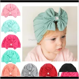 Czapki Kapelusze Akcesoria Dziecko Kids Drop Drop Dostawa 2021 Rodzaj dzieci Bow Hat Sticky Bead Cotton Pullover Cap Produkty HKGFU