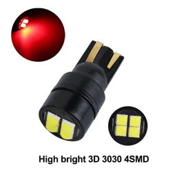 50Pcs High Bright Red T10 3030 4SMD LED Wedge Car Bulbs 194 168 2825 Clearance Lamps Reading License Plate Lights 12V