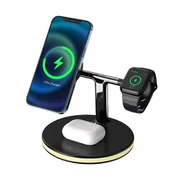 3 In 1 Magnetic Wireless charger Stand 15W Fast Charging Dock Station For Watch Cell Phone Headset