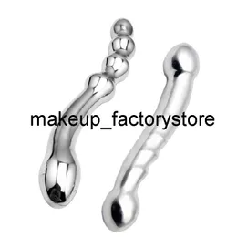 Massage Man Rostfritt Stål G Spot Wand Massage Stick Pure Metal Penis P-Spot Stimulator Bead Anal Plug Dildo Sexleksaker för Kvinnor Män