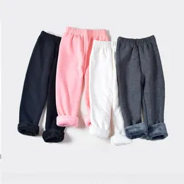 Autumn Thermal Kids Leggings Wholesale Winter Dot Printing Thick Warm Pants Girls Plus Velvet Cropped Trousers