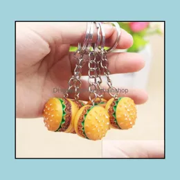 Keychains Fashion Aessories Simation Food Hamburger Pendant Keyfob Keyring Car Phone Bags Charm Key Ring Chain Drop Delivery 2021 Fstde