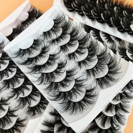 Fałszywe rzęsy 25mm Faux Mink Lashes 7 Pairs Bulk Fluffy Dramatyczny Długi Długi Gruba Volume Fake Eye Hurt