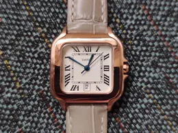 Hot Famous Brand Geometric Square Watches Women Grey Leather Roman Number Armwatch Ladies Rostfritt Steel Quartz Clock 28mm