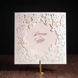 Greeting Cards CW5197 White Embossed Laser Cut Wedding Invitation Printable& Customized Greeting/birthday Card