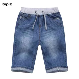 Promoção Crianças Meninos Denim Shorts Verão Casual Calças de algodão macio maciço para 2-13 anos Crianças desgaste 210723