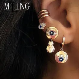 Stud MLING 4 Pcs/Set Vintage Gold Crystal Earrings Est Hand Flower Geometric For Women