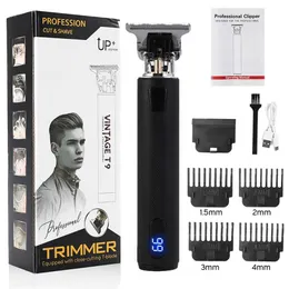 USB cabelo aparador de cabelo elétrico clipper sem fio aparador de barbear para homens barbear máquina de corte T-outliner ouro preto T9 220106
