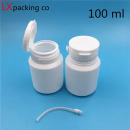 50 st 100 ml Vit Plast Tom Flaskpiller Lös pulverbehållare Refillerbar Förpackningspott Kosmetisk Cream Jar Bra Qty