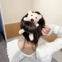 ヘアアクセサリーかわいいベアヘッドウェアサークル弾性毛皮の女の子ヘアバンドキッズミートボールアニマルヘッドラバーバンド