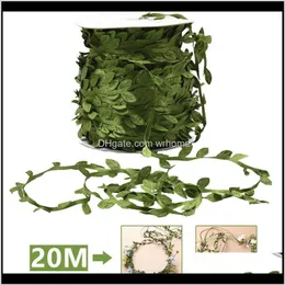 Blommor Kransar Festliga tillbehör GardenLeaf 20 Meter / Lot Silk Konstgjorda löv för hemfest Bröllopsdekoration DIY Scrapbooking Decorati