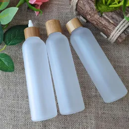 Frosted Clear Plastic Refillable Bottles With Bamboo Pump Lid Portable Empty Cosmetic Container Shampoo Lotion Travel Cream Jarsgoods