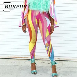 BIIKPIIK Fashion Color Blocking Women's Trousers Bodycon Harajuku Long Pencil Pants Casual Streetwear Autumn Female Pant 211204