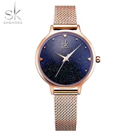 Avanadores de pulso Gold Rose SK Women Women Women 2021 Sky Lady Wrist Watches Mesh Feminino Relógio para presentes de dropship Relogio feminino