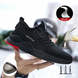 Arbetskor Mäns Ljus Sneakers Säkerhet Bekväm Stor Storlek Anti-Smashing Steal Toe Casual Non-Slip Puncture Shoes 211025