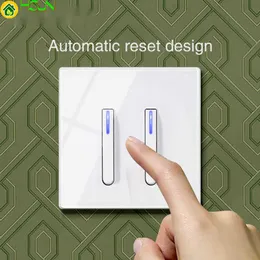 Yeni 1 2 3 4 Çete Lüks Işık Anahtarı LED Göstergesi Kristal Temperli Cam Piyano Anahtar Beyaz Push Botton Duvar Anahtarı AB Soket USB