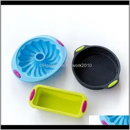 부엌, 식당 바 홈 정원 드롭 배달 2021 3pcs/set square round shape 3d sile 베이킹 DIY 토스트 빵 팬 케이크 요리 트레이 머핀