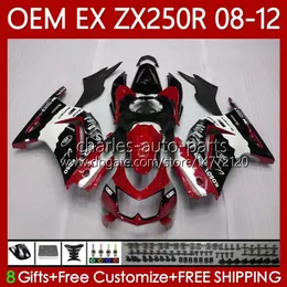 OEM Body for Kawasaki Ninja EX250 ZX250 R EX ZX 250R ZX-250R 2008-2012 81NO.14 Ex-250 ZX250R 2008 2009 2010 2011 2012 EX250R 08 09 10 11 12 Injektion Fairing Ny röd ram