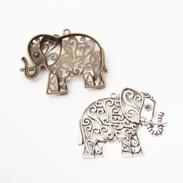 10st 61 * 50mm Antik Silverfärg Tibetansk Elephant Charms Vintage Animal Pendants För Armband Örhänge Halsband DIY Smycken Making