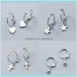 Jewelry100% 925 Solid Sterling Sier Women Fashion Heart Cross Star Charm Stud Earrings Friendship Teen Girls Friends Drop Delivery 2021 M1Sf