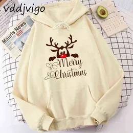 Women's Jacket Casual Hoodies Female Streetwear Christmas Hoodie Print Long Sleeve Hooded Sweatshirt Top Pullover Woman Clothes Y1118