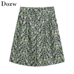 Floral Print Shorts Women High Waist Wide Leg Casual Bottoms Summer Pleated Zipper Fly Loose Spodenki Damskie 210515