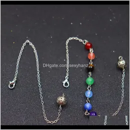 Rock Crystal Quartz Loose Jewelry (10Strand/Lot) Wholesale Reiki Pendum Healing Mixed 7 Chakra Gem Stone Beads Chain Aessories Charms Colorf