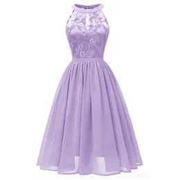 Spitze Chiffon kurze Abschlusskleider Halter 2021 Eine Linie formale Rosa Burgund Silber Lila Blue Party Prom Kleid